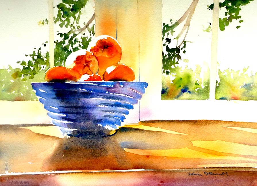 Blue Bowl with Oranges, Copyright © Marie Murrell